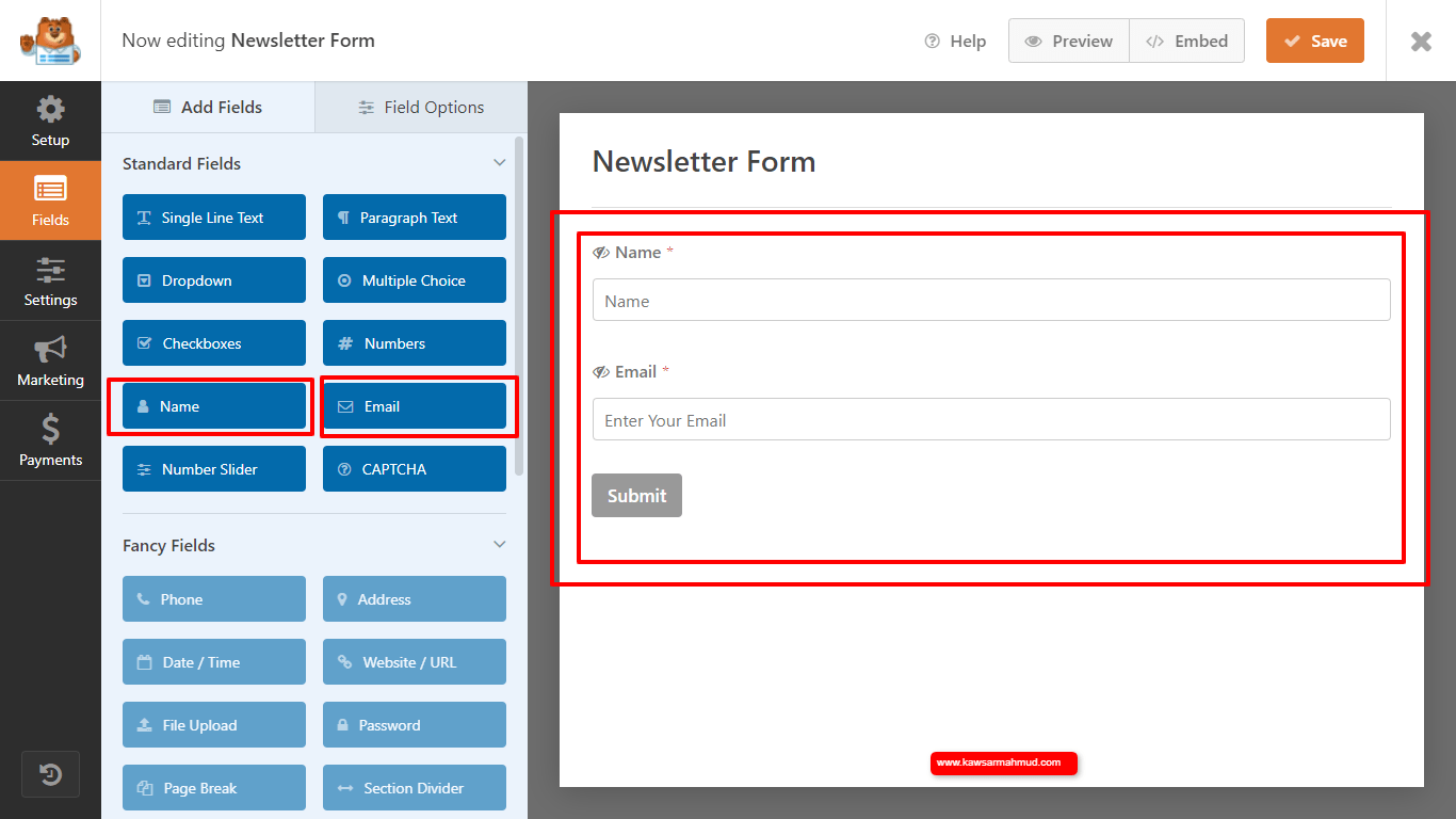 The best way to display your WP form on a single line or inline kawsarMahmud-com